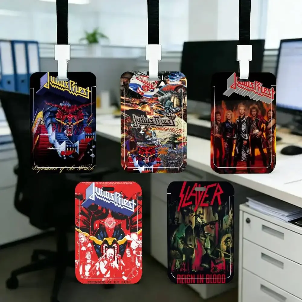 J-Judas Priest Heavy Metal Band   ID Card Holder Neck Strap Pendant Door Badge Holder Lanyards Keychain Work Credential