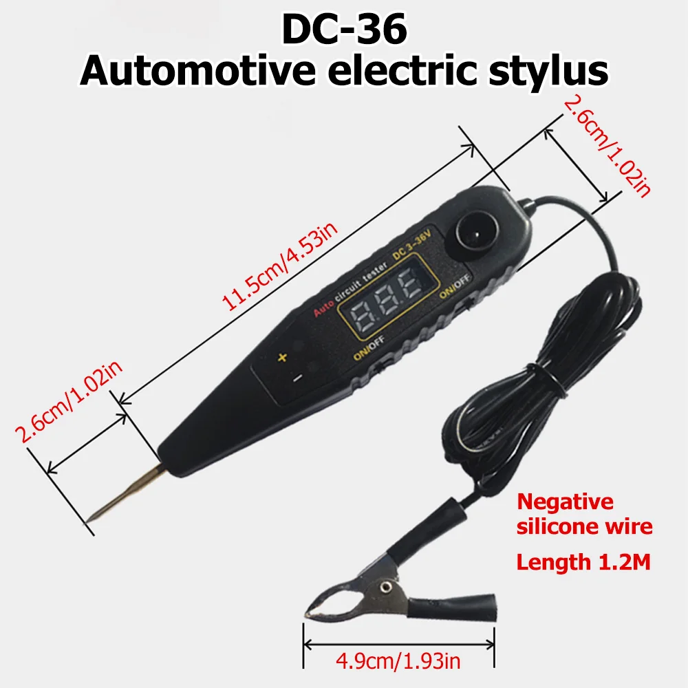 DC 0-36V Automatyczny tester obwodów Czujnik impulsów pojazdu Sygnał LED Testowanie światła Pióro Sonda Samochodowy woltomierz Narzędzie