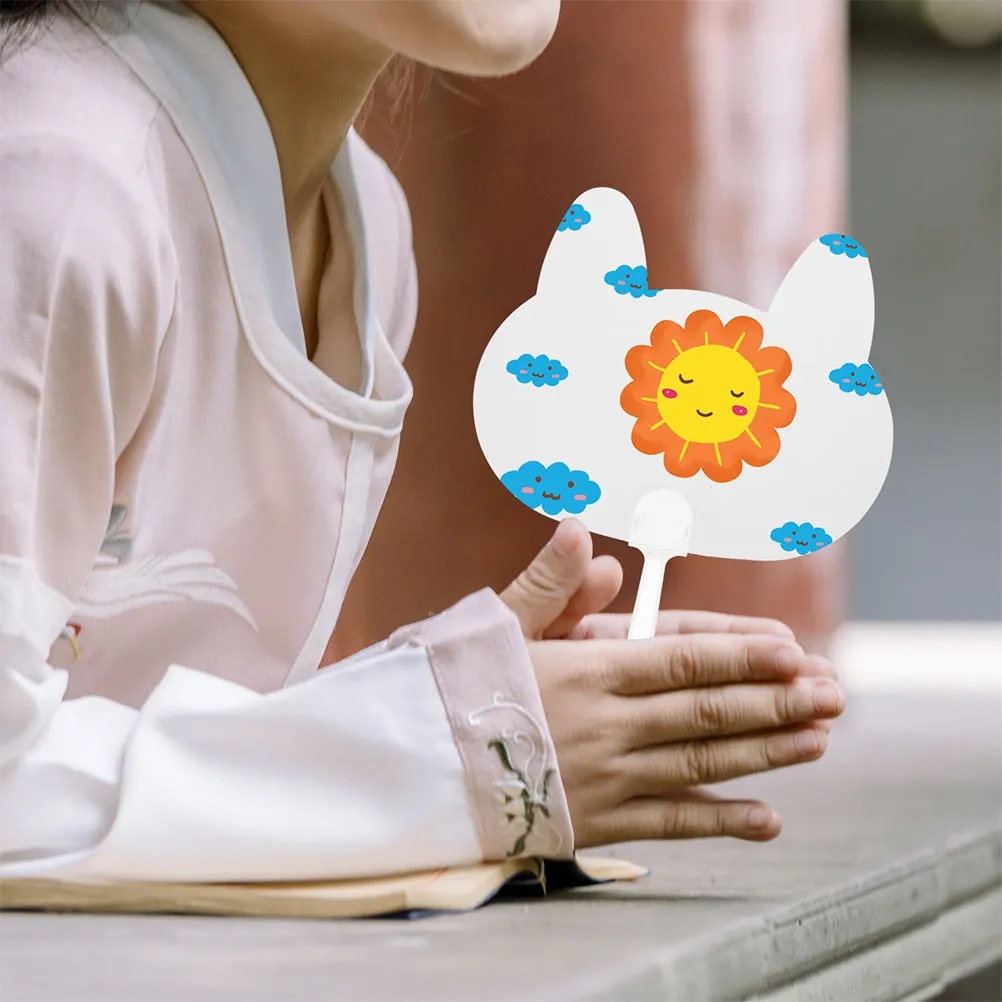 

40 Pcs Round Fan Handle Bride Material Graffiti DIY Crafting Abs Chinese Sticks Circular Parts