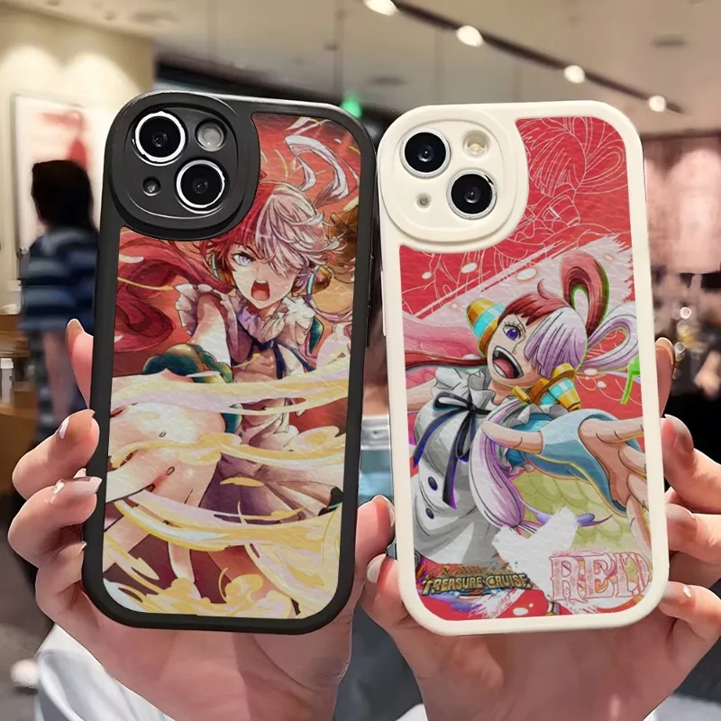 Anime Red Haired Singer Uta Phone Case For Apple Iphone 14 Pro Max 11 13 12 Mini X Xr Xs 7 6 8 Puls Se Lambskin Silicone Cover