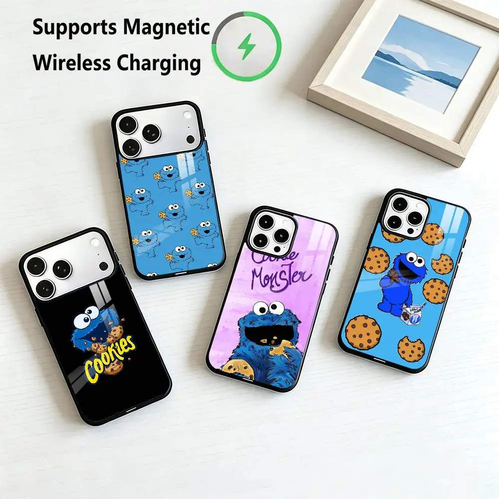 Cartoon Cookie M-Monster  Phone Case For iPhone17,16,15,14,13,12,11 Plus,Pro Compatible with magnetic wireless charging Gift
