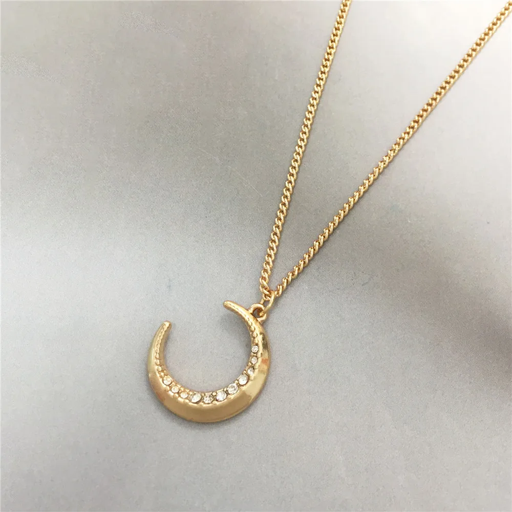 Collar en capas estilo Hip hop, colgante cuadrado de diamantes de imitación, collar Punk minimalista con forma de luna y estrella para mujer y niña, joyería para el cuello