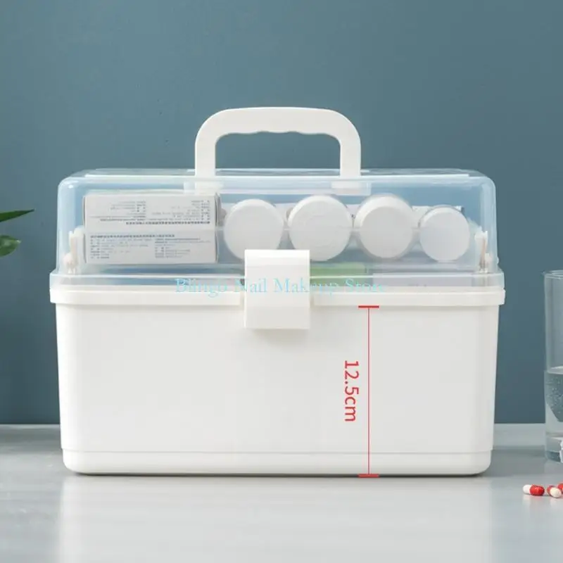 28TA Plastic for Pill Box Oversize 3-Tier Family Emergency Storage Multi-Functional with Handle