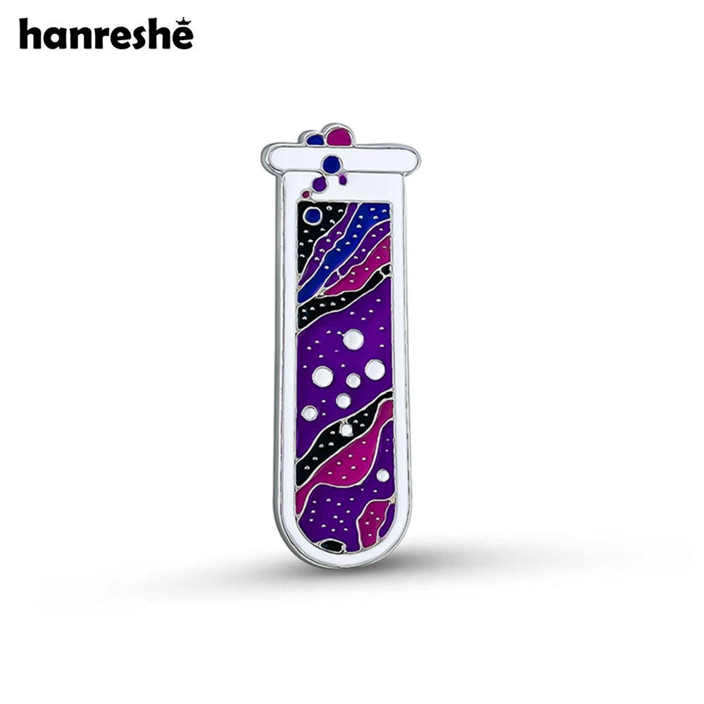 Hanreshe-إبداعي أنبوب اختبار دبوس مينا بروش ، موضوع مختبر العلوم ، إكسسوارات مجوهرات ، علمية ، حقيبة ظهر كيميائية ، شارة طية صدر