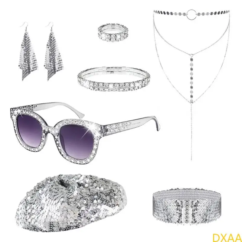 

DXAA Disco Set Rockstars Cool наряды на хэллоуин костюм наряжать аксессуары 7 шт.