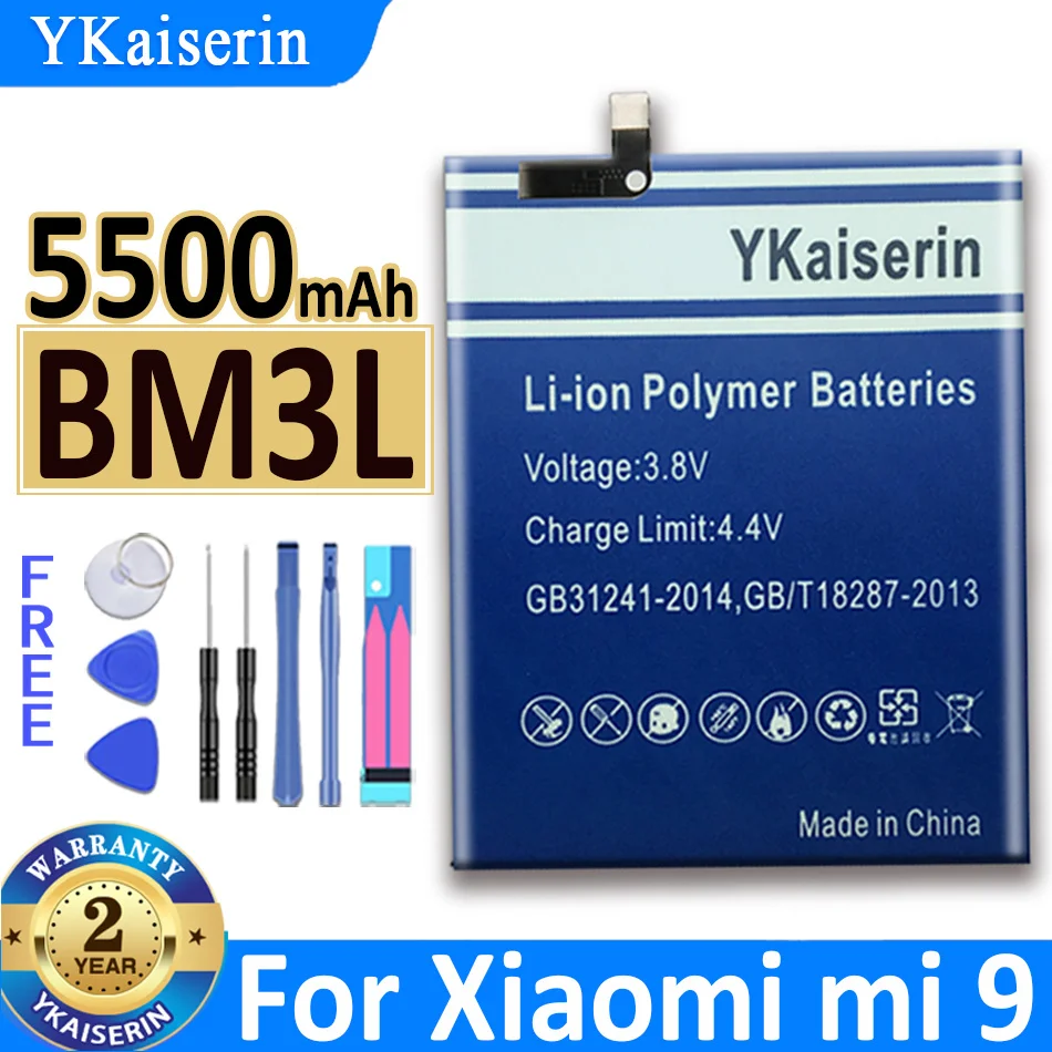 

5500mAh YKaiserin Battery BM3L BM 3L BM-3L for Xiaomi 9 Xiaomi9 MI9 M9 MI 9 High Capacity Bateria + Tracking Number