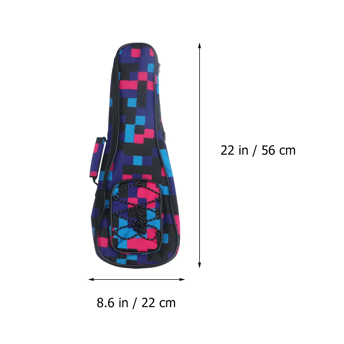 

21 Inch Cotton Padded Ukulele Bag For Men Women Floral Plaid Double Shoulder Backpack Adjustable Strap Front Mesh Pocket Double