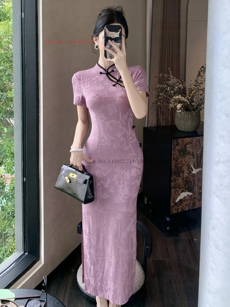 

2025 chinese sexy dress improved cheongsam qipao evening nightclub dress traditional embossing cheongsam banquet party dress