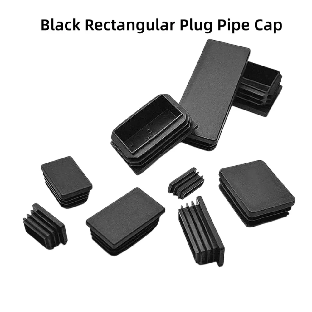 Black Plastic Square Rectangular Tubing End Plug, Blanking Tube Insert Cap For Square Pipe Multiple Sizes 60X80mm to 200X200mm