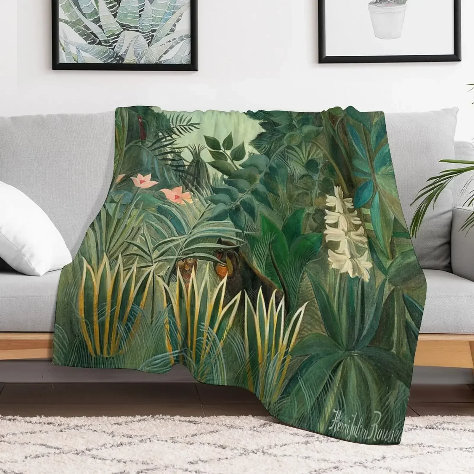 Henri Rousseau - The Equatorial Jungle Throw Blanket Blankets Sofas Of Decoration Thermals For Travel Blankets