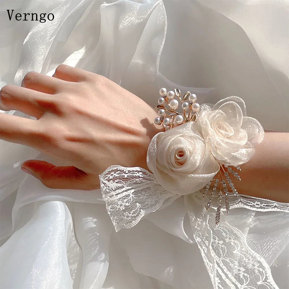 

Verngo Bridesmaid wrist flower Wedding bride high sense flower bracelet flower chest flower Fairy Sister Group Customized