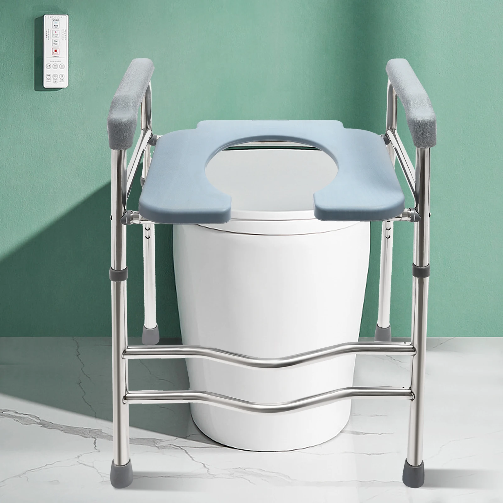 Raised Toilet Seat with Handles Adjustable Height Toilet Seat Riser Support Toilet Chair for Elderly Pregnant Women