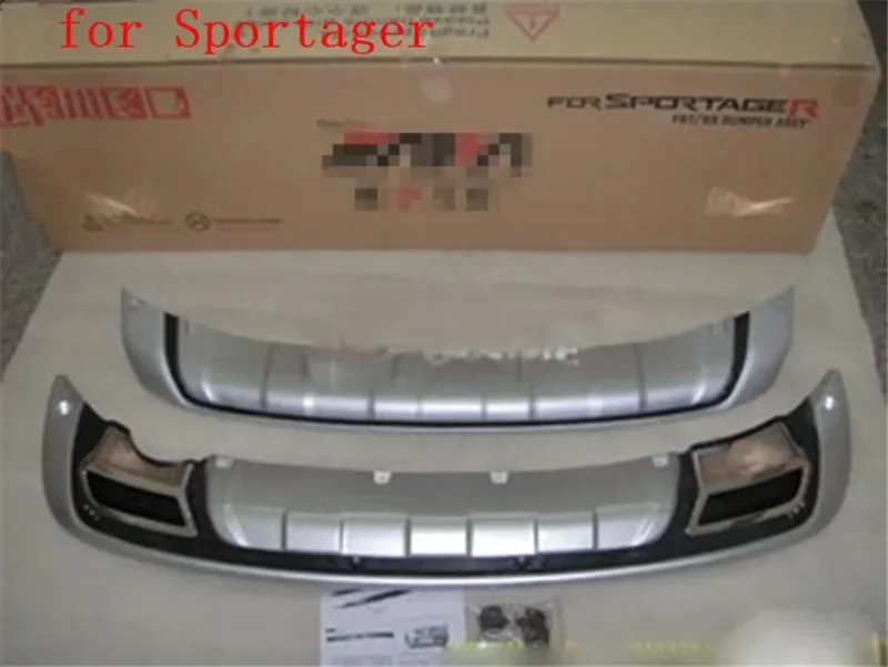 Car-covers 2PCS ABS Chrome Front+Rear bumper cover trim Protect the spoiler board fit for KIA Sportager 2011-2017 Car styling