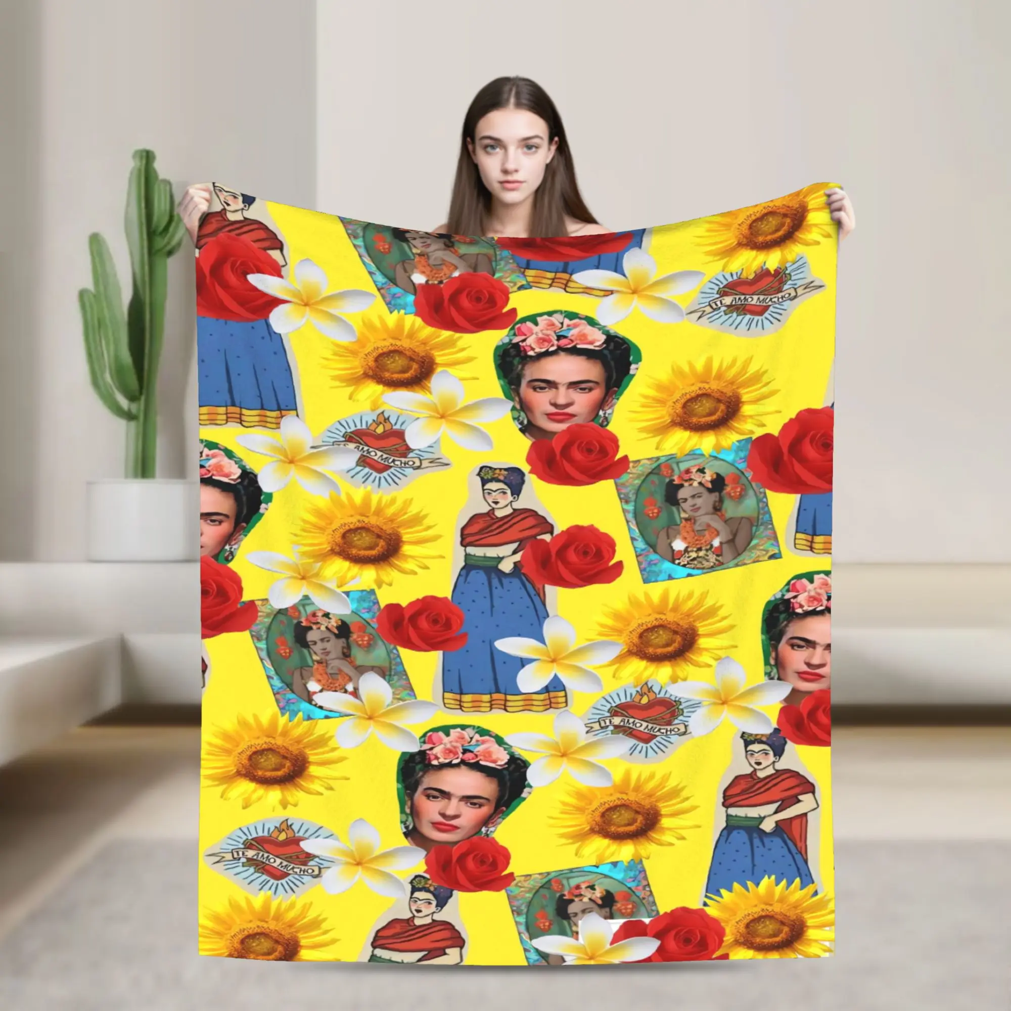 F-Frida K-Kahlo Flower Print Soft Blanket  Travel Office Plush Bedding Throws Funny Couch Bed Flannel Bedspread Sofa Bed Cover