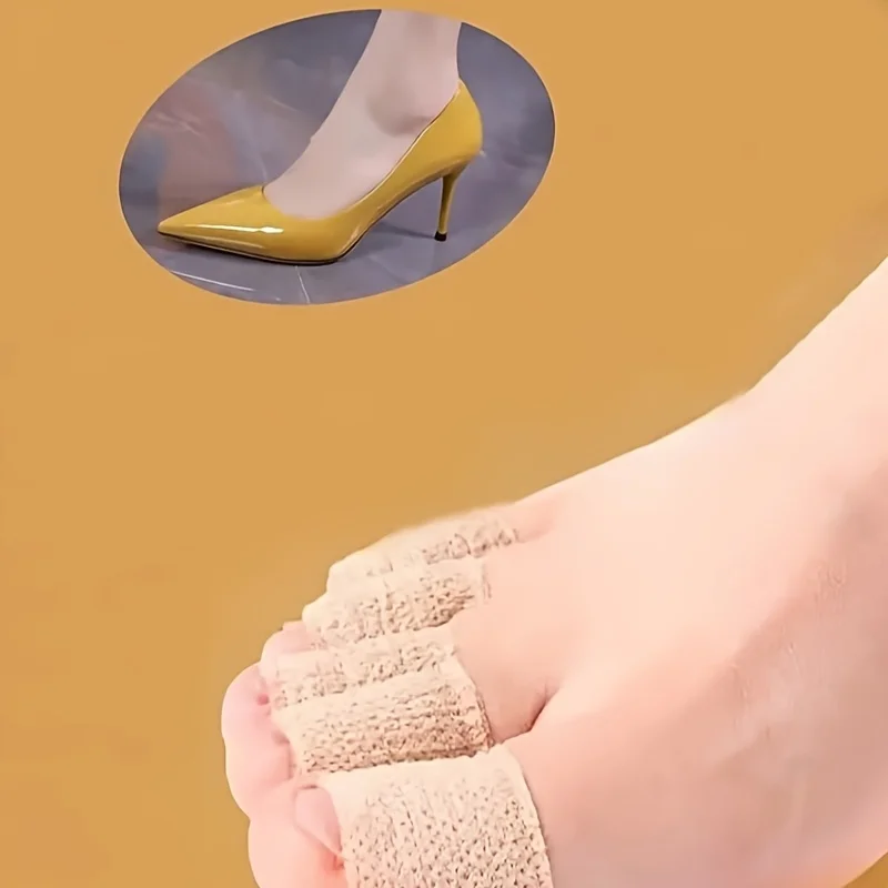 5 Rolls of Self-Adhesive Toe Protectors——Elastic Fabric, Prevents Friction from High Heels and Shoes, Breathable and Portable, Suitable for Outdoor, Sports, Travel, Office, and Home Use