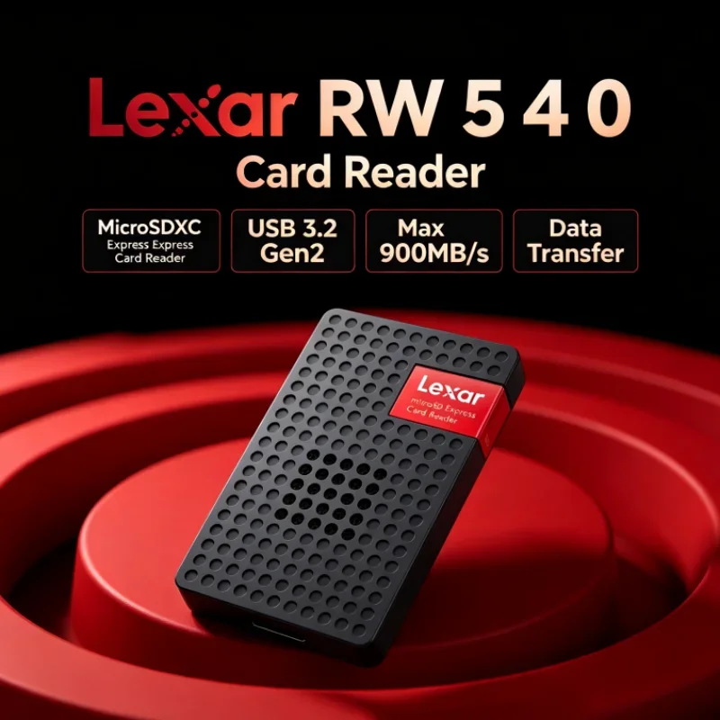 Lexar MicroSDXC Express Card Reader RW540 Built-in Fan USB 3.2 Type-C Max 900MB/s for Photo Transfer