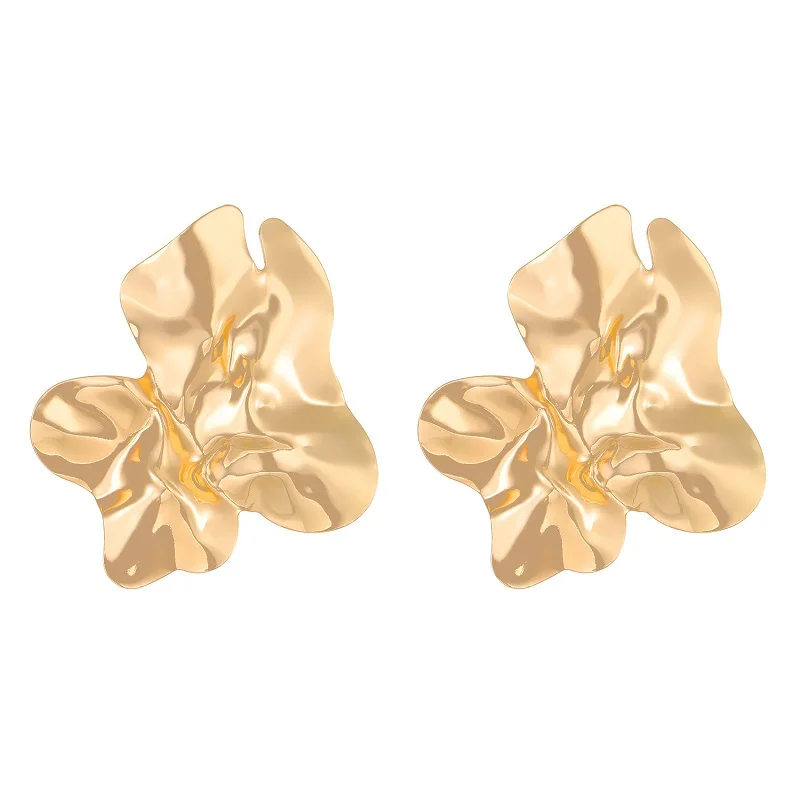 Fashion Irregular Metal Stud Earrings For Women Vintage Big Statement Exaggerated Geometric Jewelry Gold Silver Color Earrings image 6