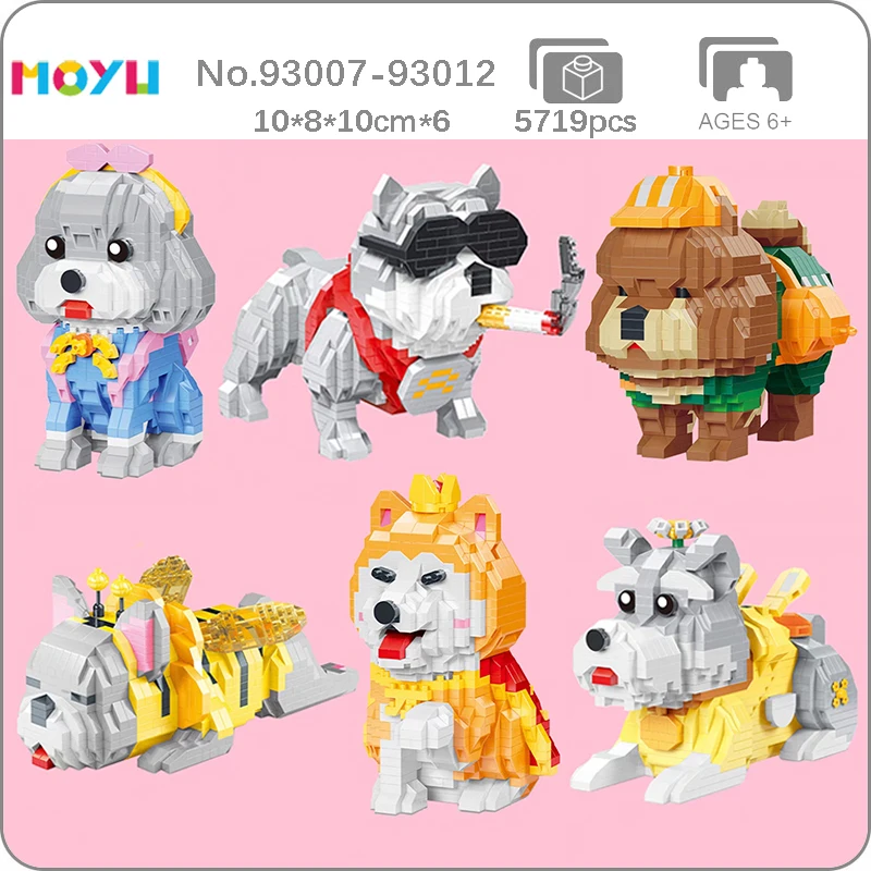 

Moyu Animal Bully Schnauzer Shiba Inu Bulldog Teddy Dog Pet 3D Model Mini Diamond Blocks Bricks Building Toy For Children No Box