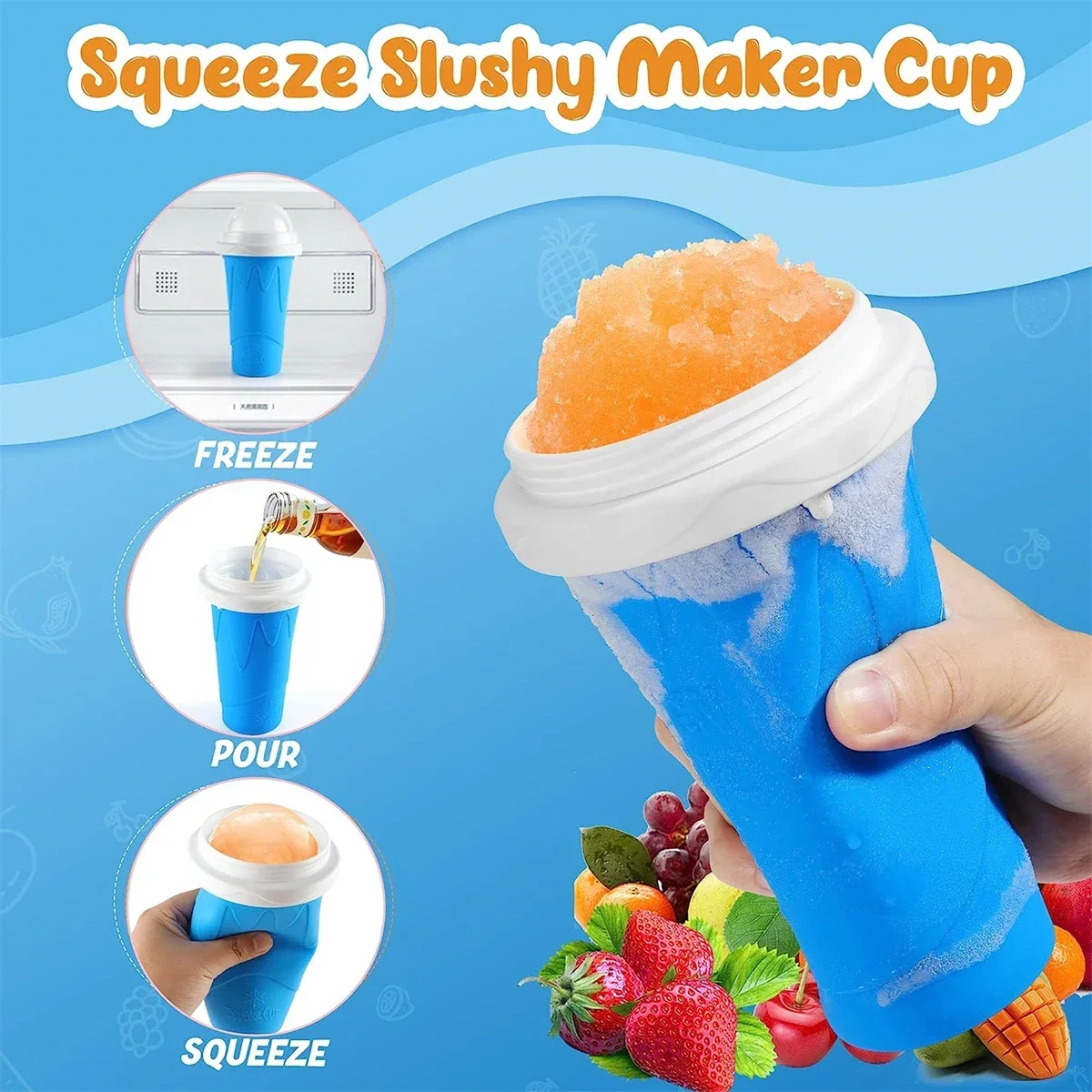 !202HomemadeSmoothie Cup Quick-Frozen Ice Cream Milkshake Bottle Summer DIY Juice Iced Cup Freezed Portable Squeeze Slushie Cups