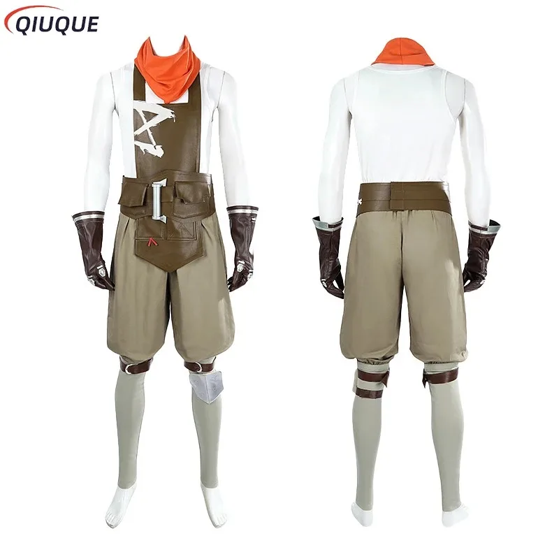 

qq45Arcane LOL Ekko Косплей Костюм Парик Обувь Мужской Comic Con Костюм Игровой Наряд Сапоги