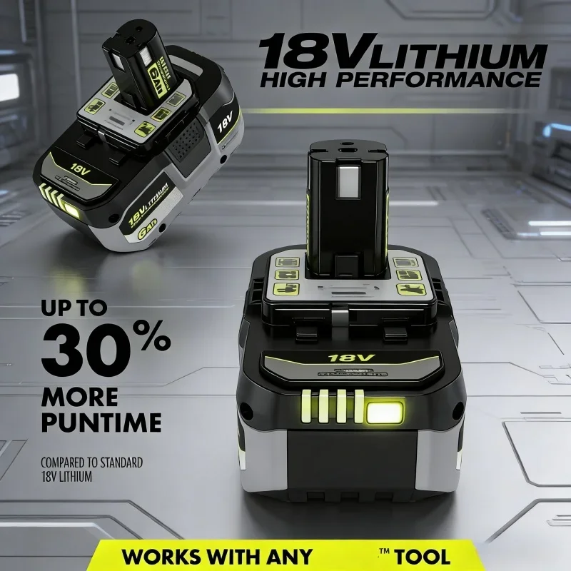 

100% Original RYOBI P108 18V One+ 18 Volt Li-ion Power Tools P104 P107 RB18L50 RB18L20 P108 High Capacity Rechargeable Battery