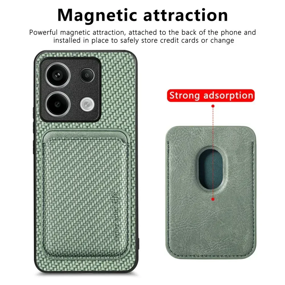 Magnetyczne etui 2w1 z odłączaną skórzaną obudową na karty do Xiaomi Redmi Note 15 5G 4G, futerał Redmi Note 14 Pro Plus 13 14C, tylna obudowa — zdjęcie produktu 5