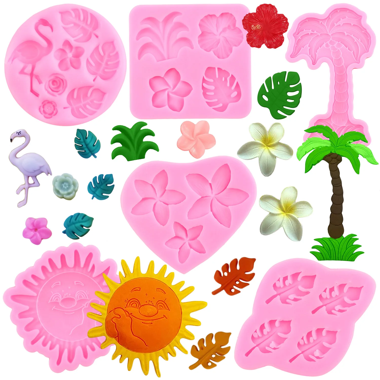 Tropical Ginkgo Palm Maple Leaf Silicone Mold Coconut Tree Fondant Molds Chocolate Candy Clay Resin Mould Cake Decorating Tools