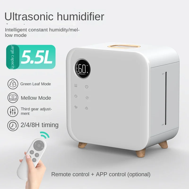 Umidificador de ar ultra-sônico silencioso, Controladores inteligentes App, Grande capacidade, Grande volume nevoeiro, Household, Household