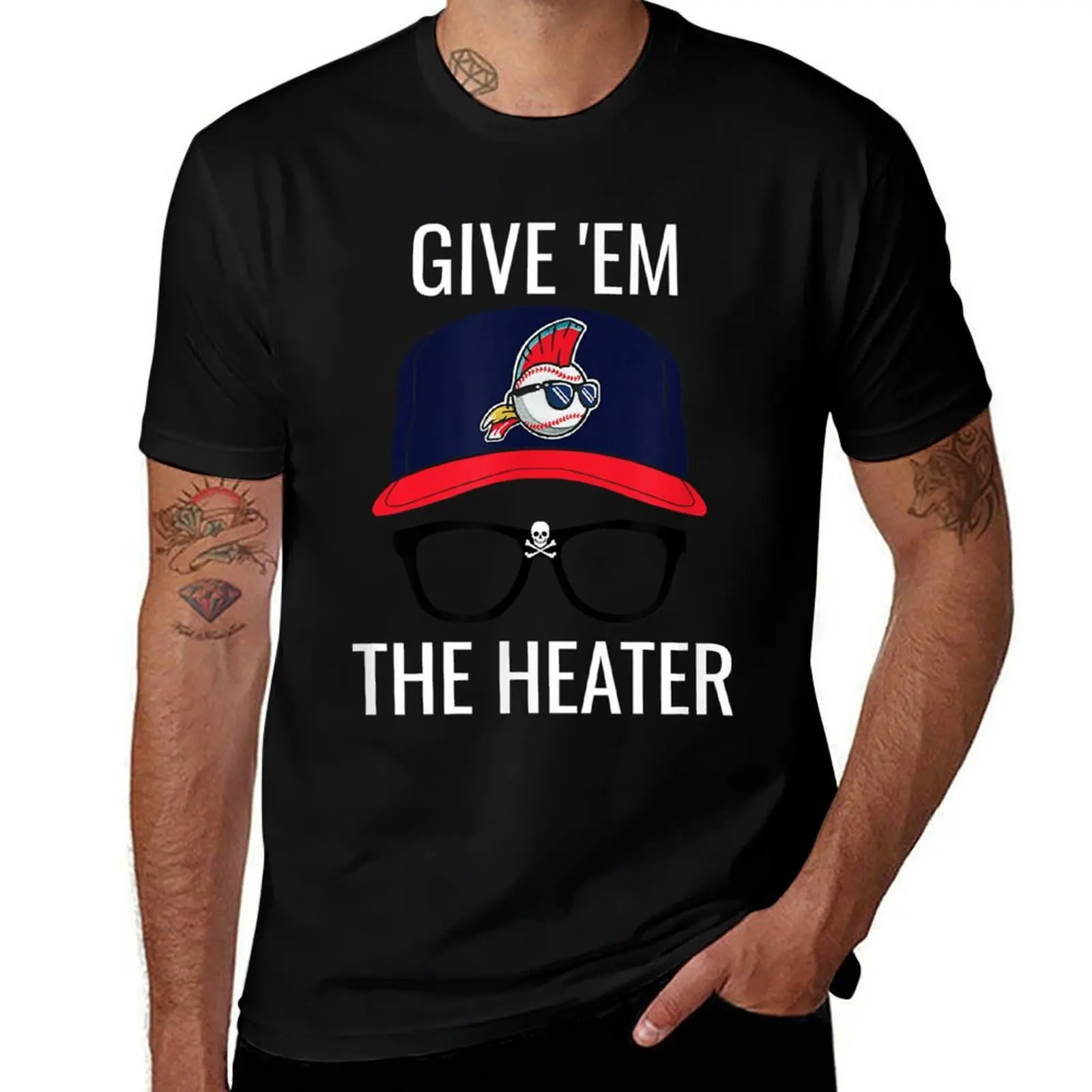 

Give Em The Heater Funny Cleveland Baseball 1023 T-Shirt Sun Block Outdoor T-Shirt