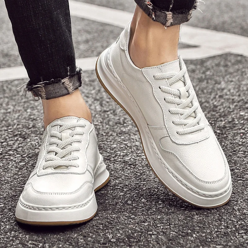 

Men Oxfords Shoes Lace Up Comfortable Casual Men Black White Leather Sneakers Lightweight Flat Outdoor Sport Tennis zapatillas