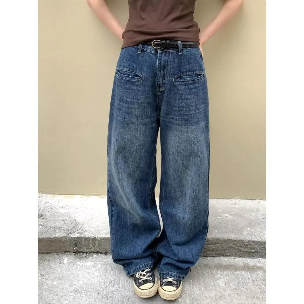 

American Sle Vintage Men's Pure Cotton Heavyweight Wide Leg Jeans Trendy Brand Spring Autumn Loose Wide Leg Long Pants