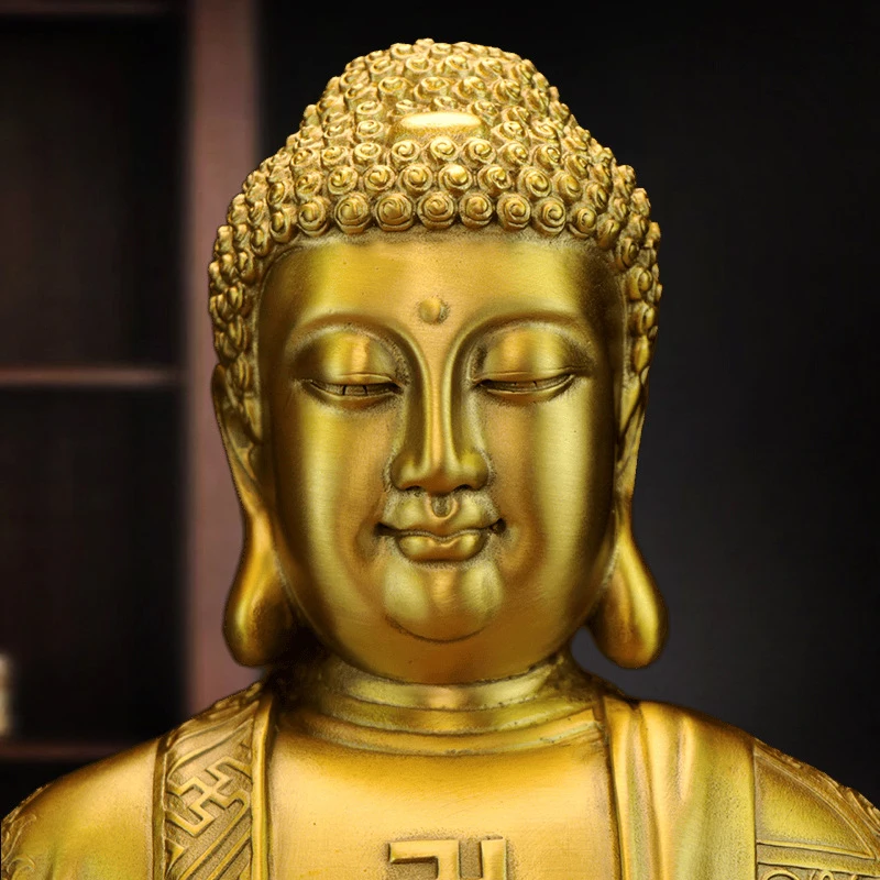 Amitabha , Brass Shakyamuni Bronze Sitting Statue, Large-Sized Home Worship Ornament Of The Buddha