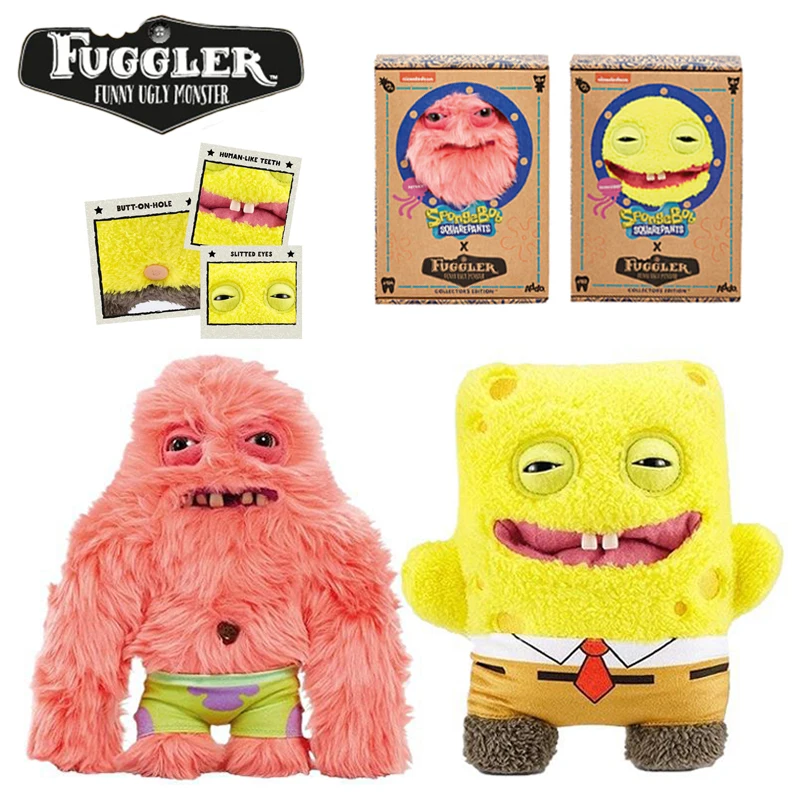 Fuggler Soft Plush Doll SpongeBob SquarePants Teeth Monster Series Ugly Toys 22cm Cartoon Figures Funny Collecting Children Gift