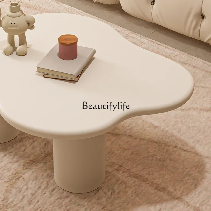 LS 04 Cloud Cream Wind طاولة القهوة الخشبية الصلبة لغرفة المعيشة على شكل خاص طاولة الرياح Wabi Sansi