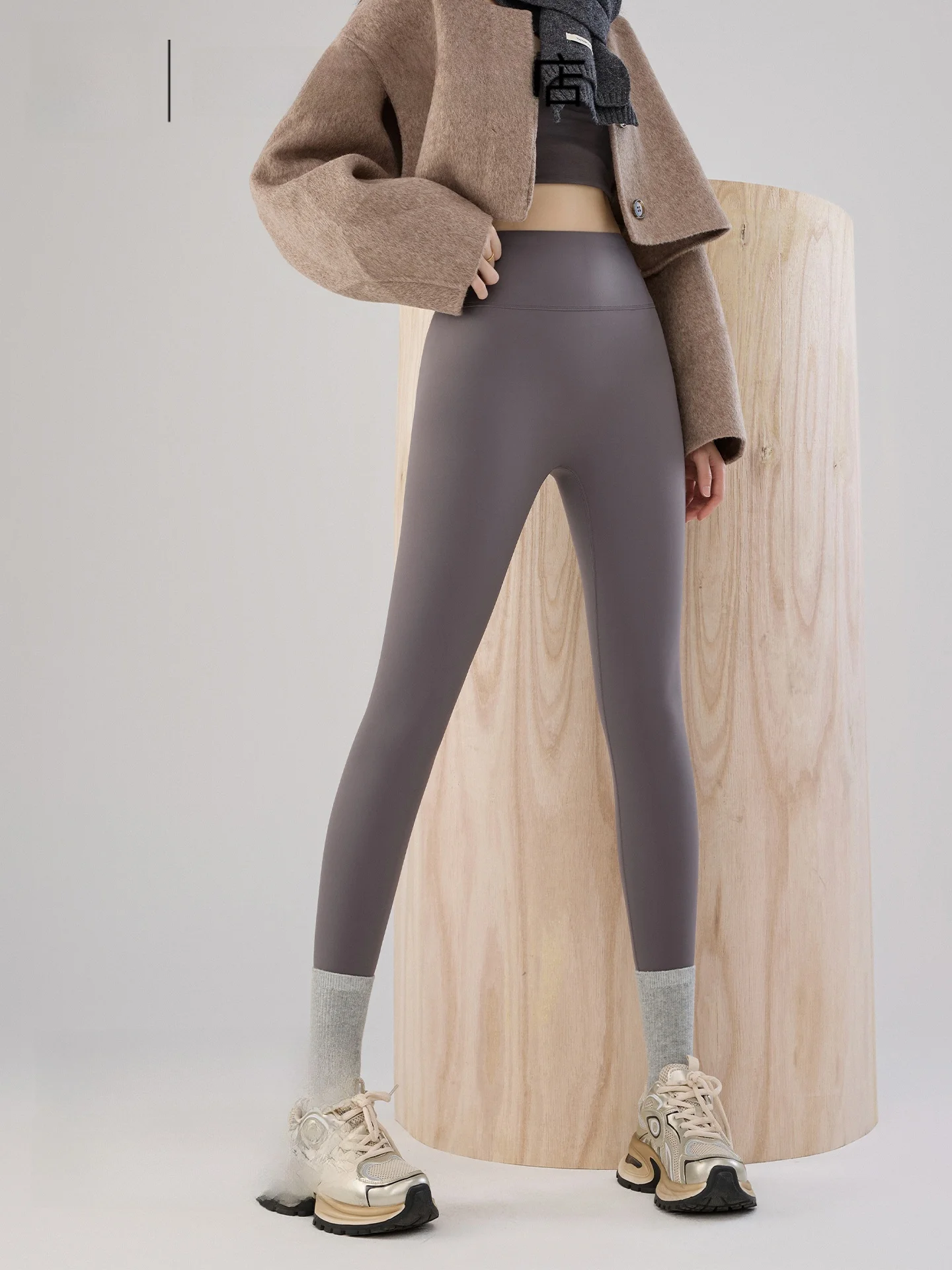 

Брюки для йоги с высокой талией на подкладке, кожаные штаны для фитнеса, женские теплые брюки с базовым слоем, повседневные длинные брюки