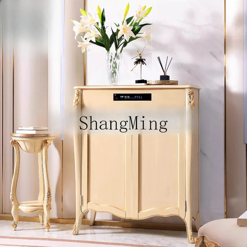 SM solid wood simple wind shoe cabinet high-end sense carved home villa entrance door entrance cabinet