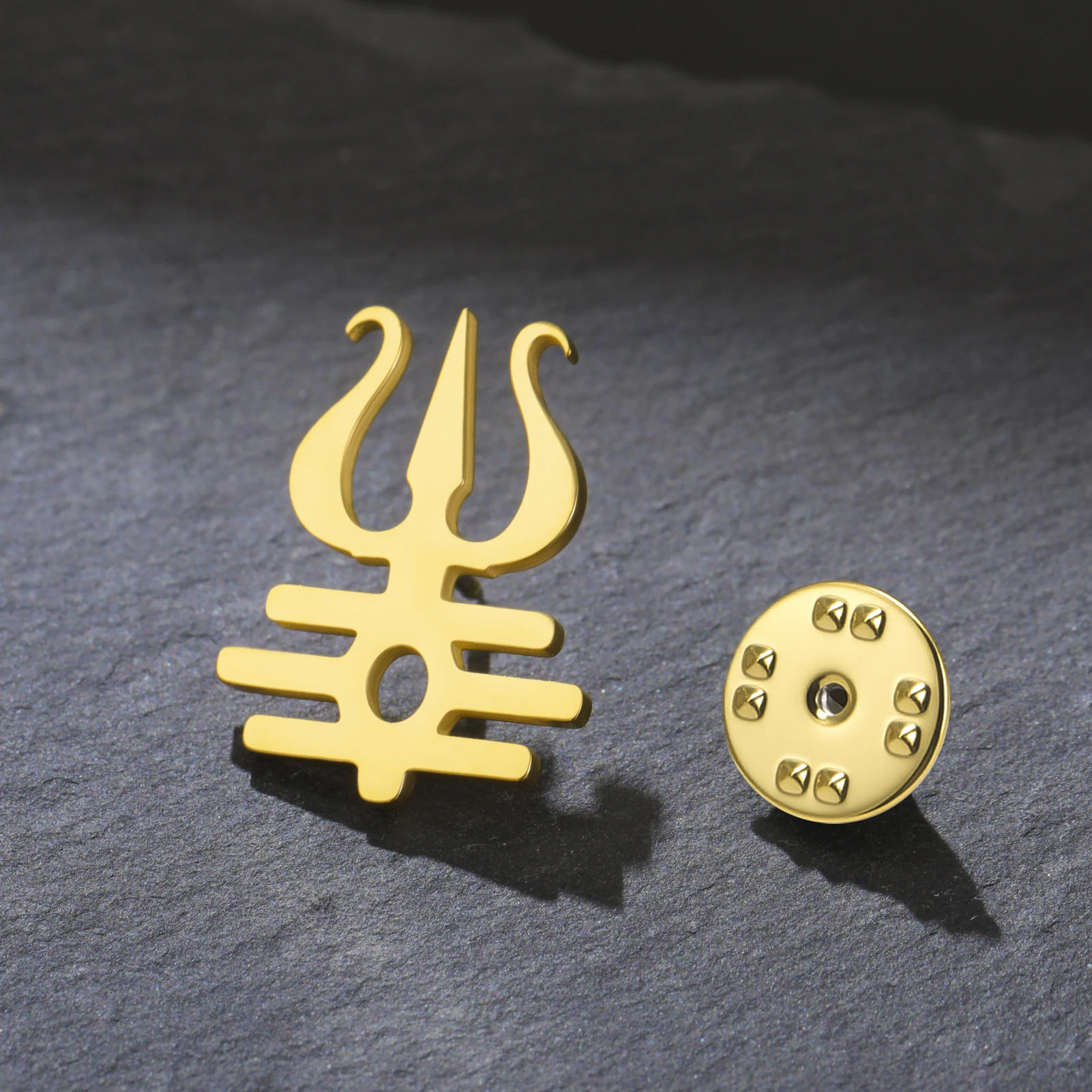 Sipuris الهند تاميل Om رمز مع ترايدنت دبوس بروش للرجال الفولاذ المقاوم للصدأ Om شيفا رمز اليوغا خمر تعويذة مجوهرات