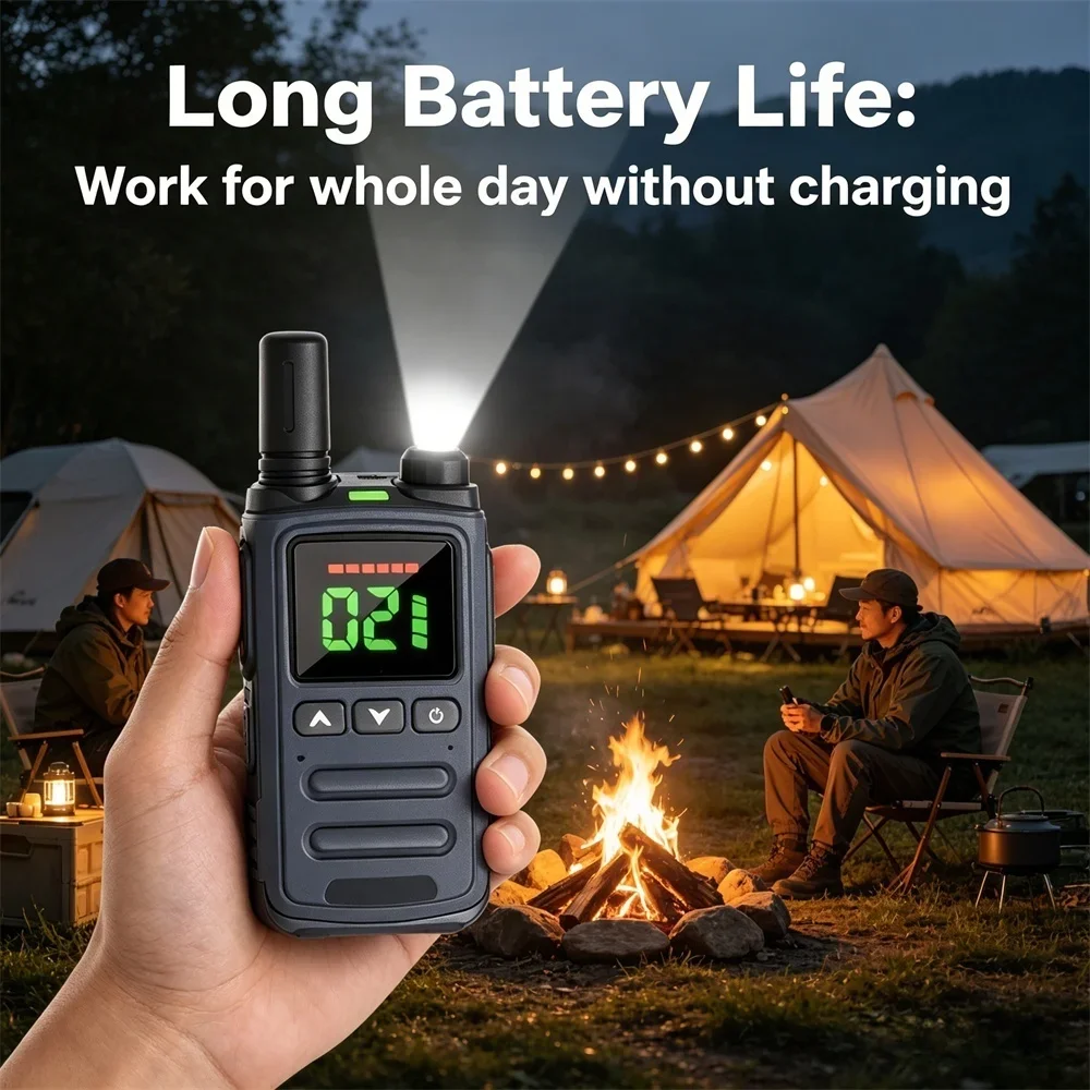 Motolola 2Pcs Walkie Talkie with Bright LED Flashlight USB Rechargeable Long Range Two Way Radio for Hunting Camping Hiking COD