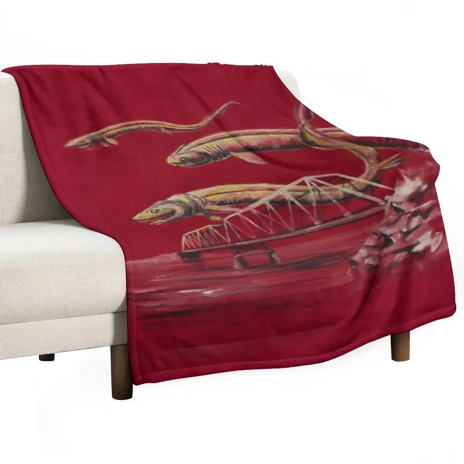 frilled sharks over the train bridge Throw Blanket Blankets For Baby Soft Blankets