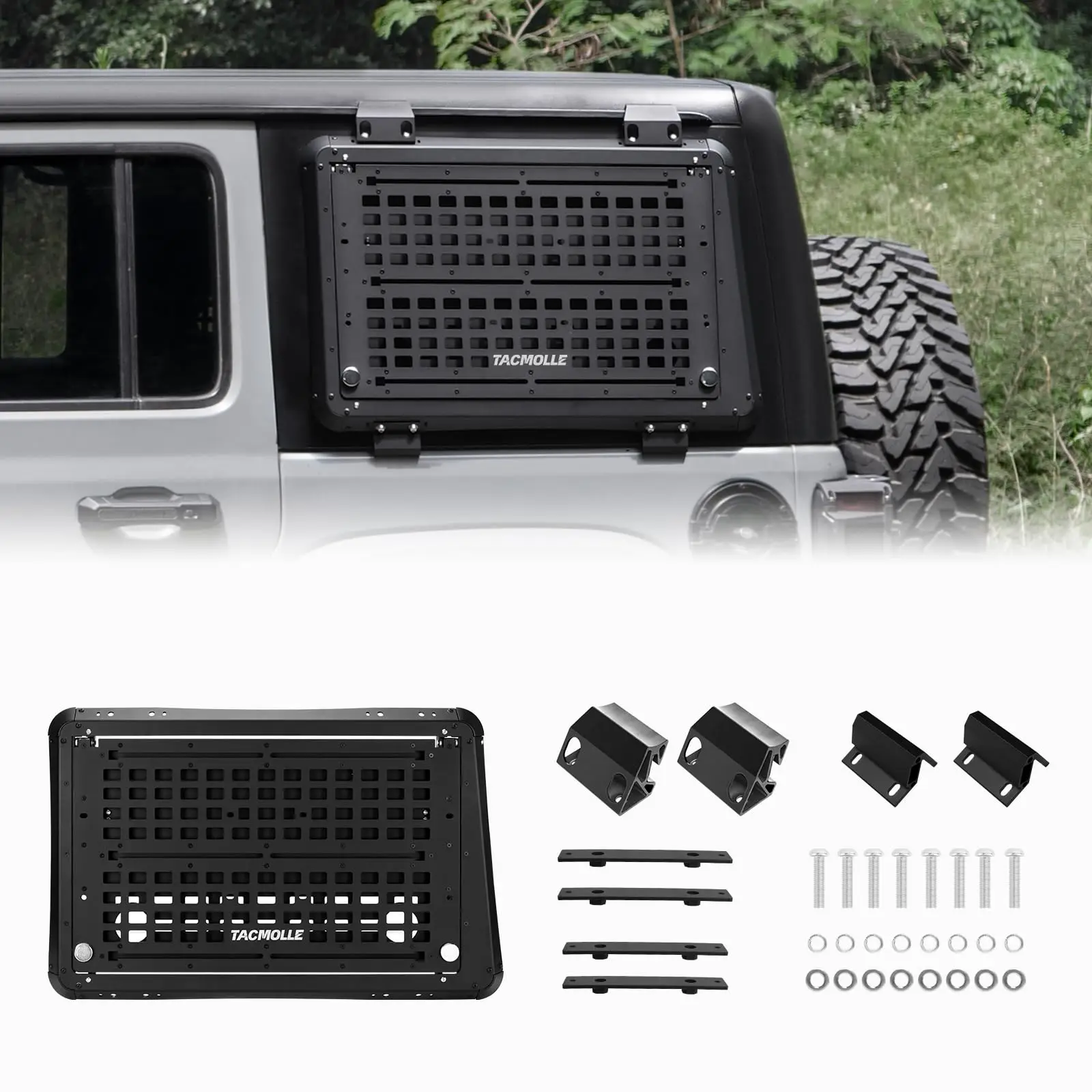 

TACMOLLE Rear Left Window MOLLE Panel Foldable Worktable Storage Racks Rear Window Protection Fit For Jeep Wrangler JL 2018-2024