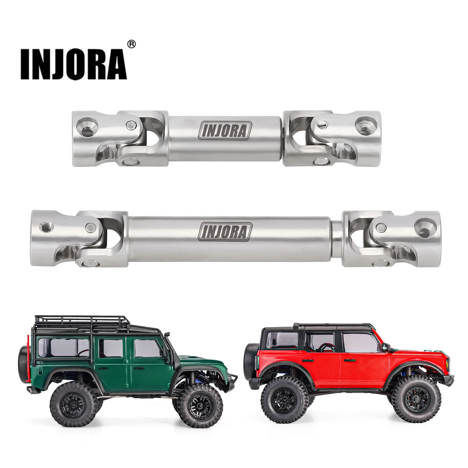 INJORA V2 Stainless Steel Center Drive Shafts for 1/18 RC Crawler TRX4M Upgrade (4M-18)