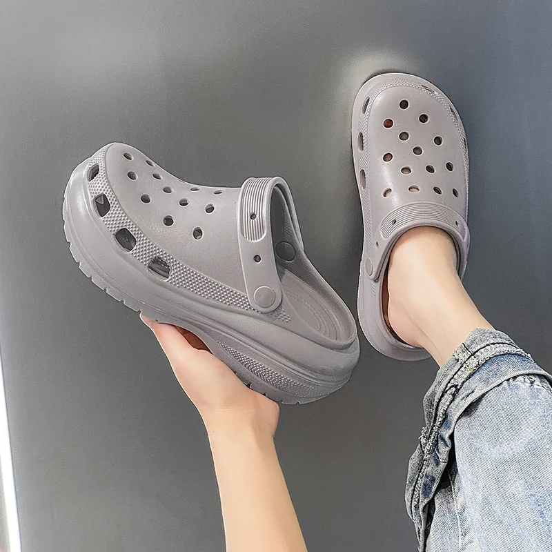 

Women's Beach Breathable New Platform Sandals Thick-soled Hole Shoes Outdoor Wear Non-slip Muffin Cool Slippers Eva