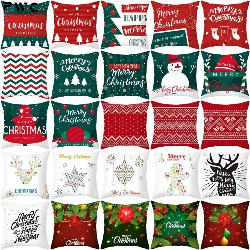 Merry Christmas Fabric Pillow Cases Sofa Cushion Christmas Home Decoration Natale 2020 Christmas Ornaments New Year'S Eve Decor