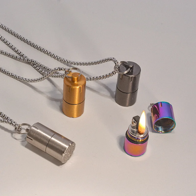 Mini Coal oil Lighter Keychain, Retro Cigarette Lighters, Compact Pocket Ignition Tool, Emergency Survival Gear Outdoor Camping