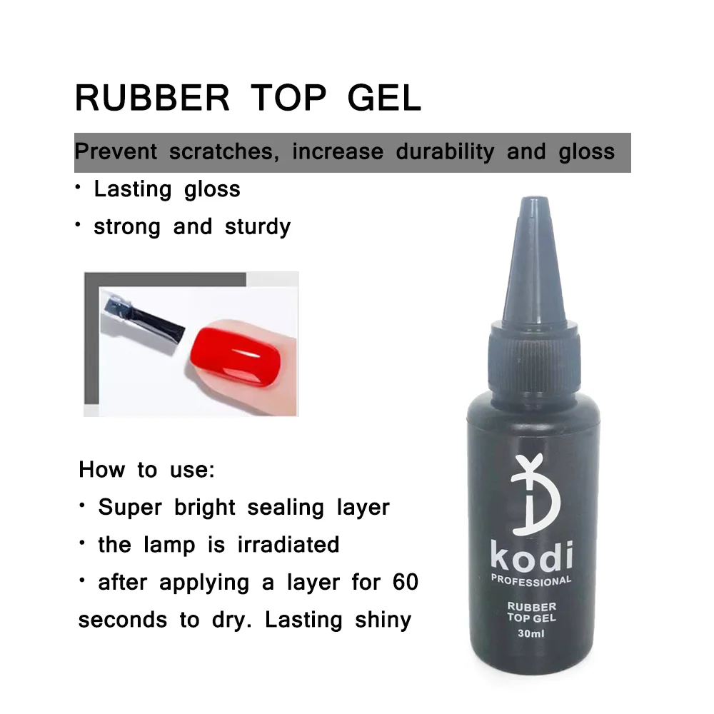 YD KODI PROFESSIONAL Rubber Base Top Gel Nail Polish 30MLThick No sticky Matte Top Manicure UV Led Varnish Hybrid Nails Art