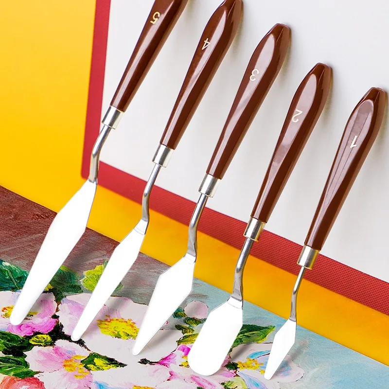 For Artists Paint Spatula Set Oil Painting Knife Texture Painting Color Mixing Scraper Acrylic Gouache Drawing Tool MSCTYJ02