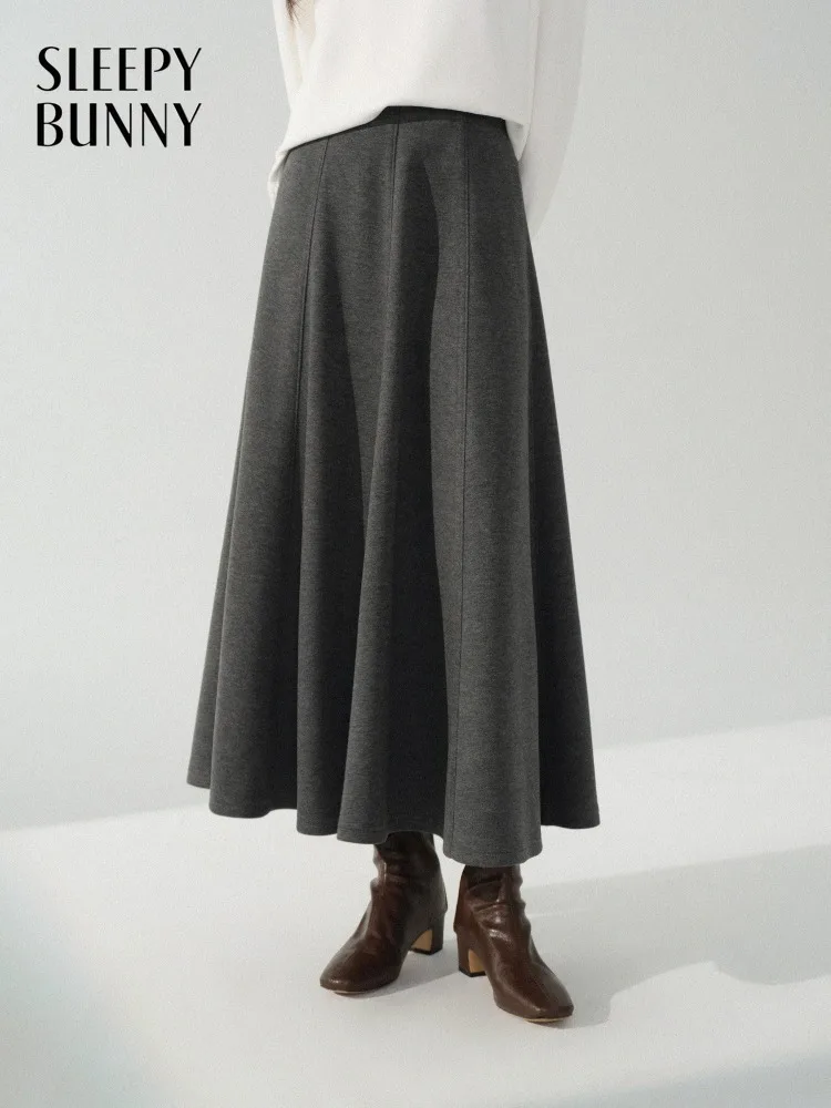 

High Waist Draped A-Line Midi Skirt for Women Lady Slimming Flowing Skirt Elegant Casual Commuter Daily Wear Outfit Style Modern