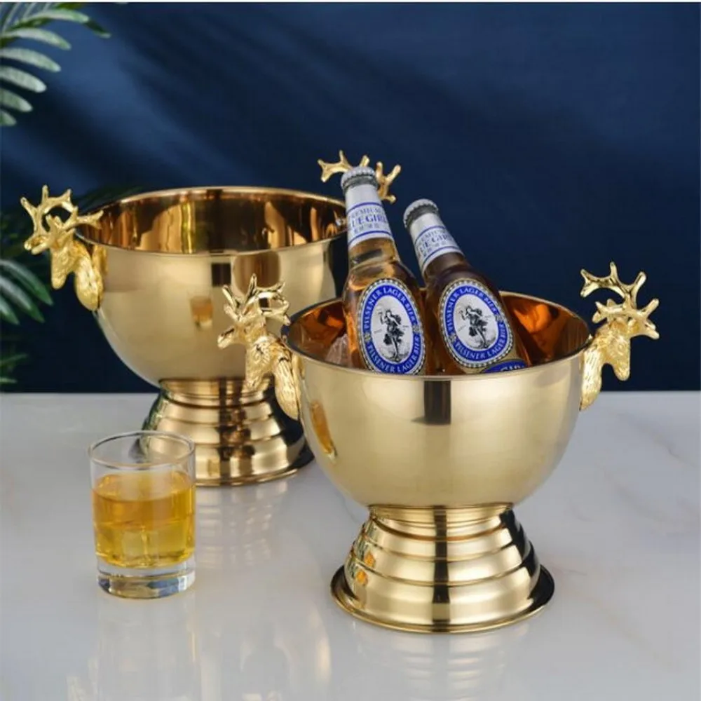 304 Stainless Steel Deer Ear Champagne Bowl Beer Holder Keg Party Famliy Red Wine Beer Cooler