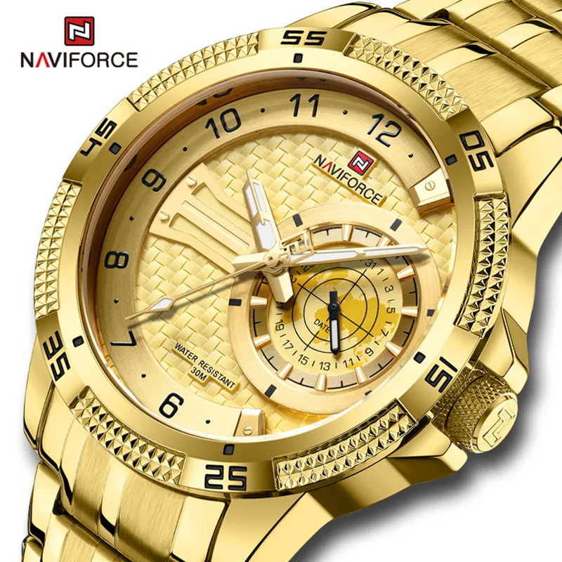 NAVIFORCE Brand Fashion Men\'s Quartz Watches Waterproof Sport Stainless Steel Luminous Male Wristwatch Relogio Masculino 2023