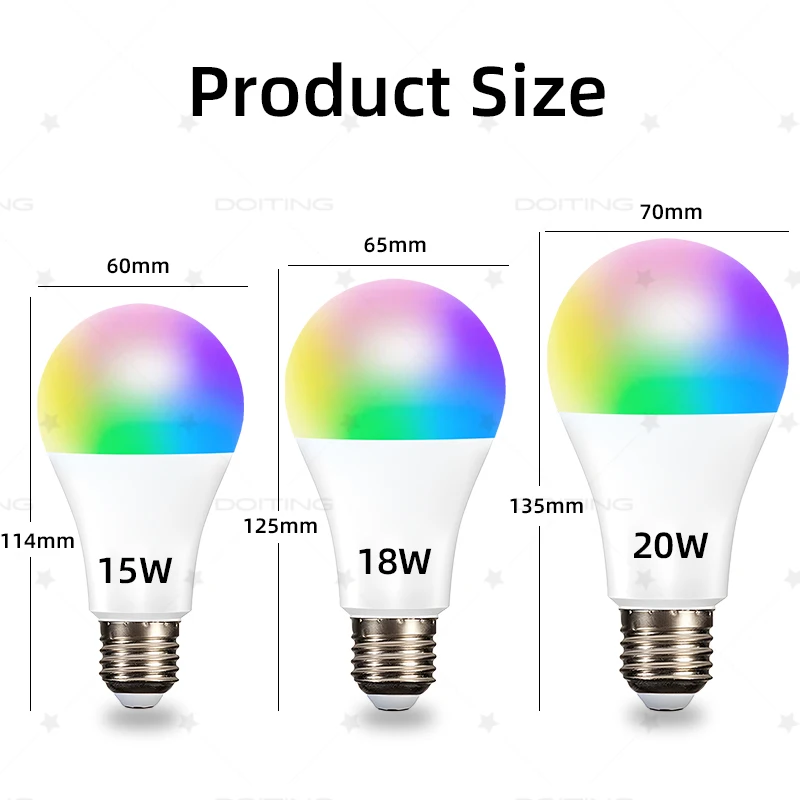 Homekit WiFi E27 Smart Dimmable Bulb RGBCW 110V 220V  Light App Adjust Dimmable SIRI Alexa Google Home IOS Voice Control